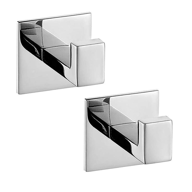 Celbon 2PC SUS304 Stainless Steel Bathroom Self Adhesive Towel Hook Hanger Chrome Finish Coat Hook Robe Hook Hanger Without Drilling Easy Installation â€¦ (Self Adhesive, 2PC) - Image 1